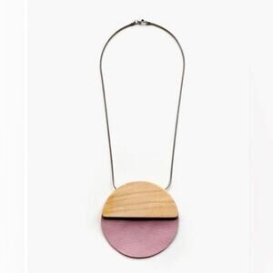 Louve Montreal Vivi Lamarre SPACE JAM wood leather Silver Chain necklace purple
